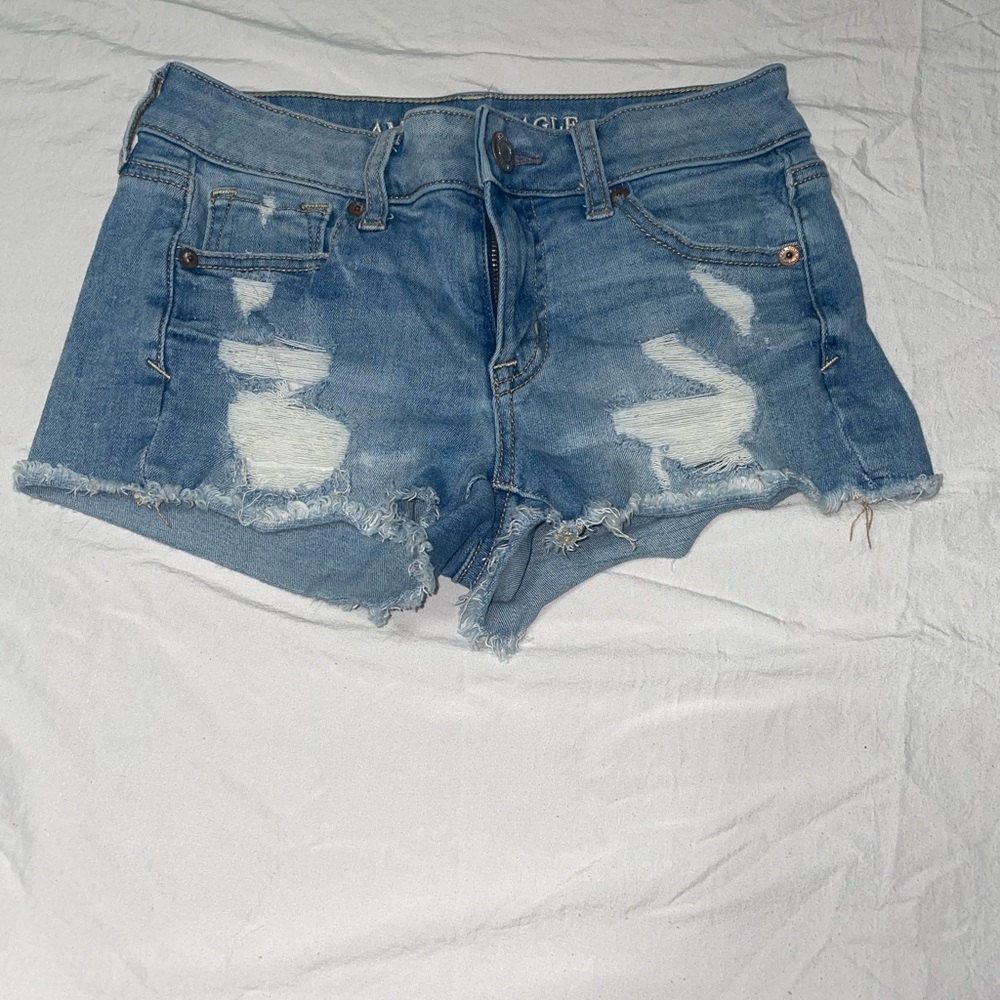 Distressed American Eagle Juniors Denim Shorts